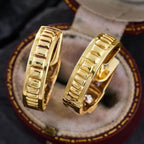 Vintage Two Tone Round & Baguette Cut White Sapphire Hoop Earrings For Women