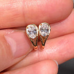 Fashion Yellow Gold Solitaire Oval Cut White Sapphire Hoop Earrings For Women