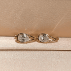 Fashion Yellow Gold Solitaire Oval Cut White Sapphire Hoop Earrings For Women