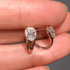 Fashion Yellow Gold Solitaire Oval Cut White Sapphire Hoop Earrings For Women