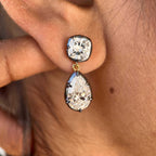 Luxury Jewelry Two Tone Pear & Cushion Cut White Sapphire Drop Earrings For Women
