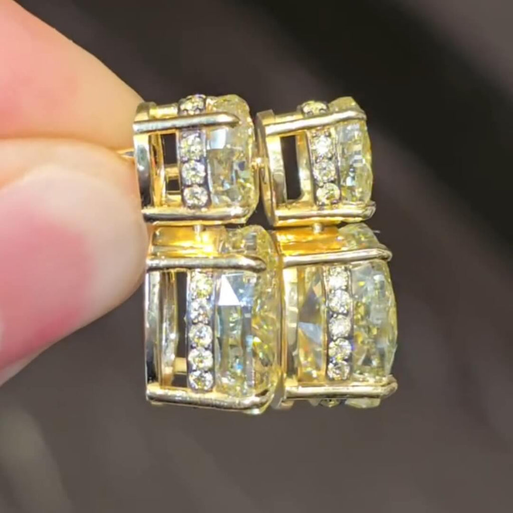 Classic Luxury Jewelry Yellow Gold Oval Cut Canary Sapphire Drop Earrings For Women