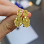 Classic Luxury Jewelry Yellow Gold Oval Cut Canary Sapphire Drop Earrings For Women