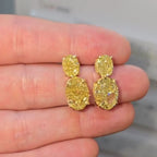 Classic Luxury Jewelry Yellow Gold Oval Cut Canary Sapphire Drop Earrings For Women