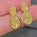 Classic Luxury Jewelry Yellow Gold Oval Cut Canary Sapphire Drop Earrings For Women