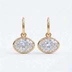 Luxury Jewelry Solitaire Yellow Gold Oval Cut White Sapphire Drop Earrings For Women