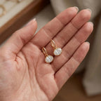 Luxury Jewelry Solitaire Yellow Gold Oval Cut White Sapphire Drop Earrings For Women