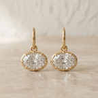 Luxury Jewelry Solitaire Yellow Gold Oval Cut White Sapphire Drop Earrings For Women