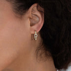 Unique Design Two Tone Round Cut White Sapphire Hoop Earrings For Women
