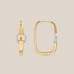 Unique Design Two Tone Round Cut White Sapphire Hoop Earrings For Women