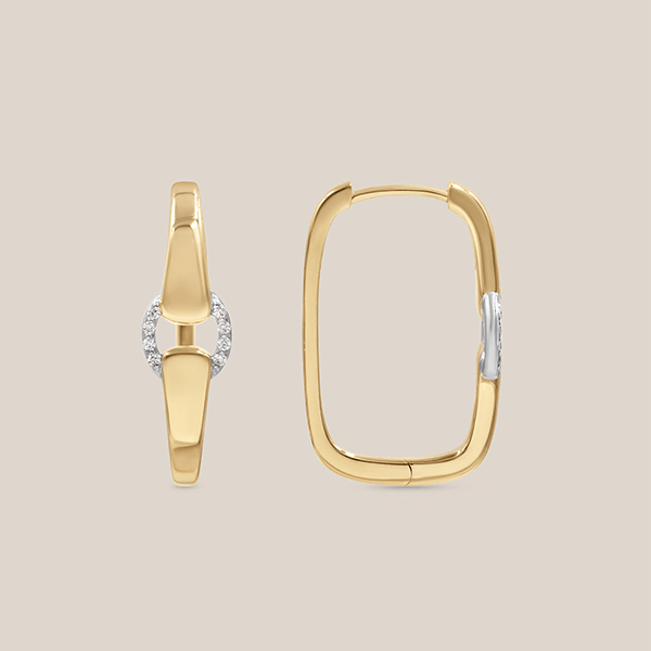 Unique Design Two Tone Round Cut White Sapphire Hoop Earrings For Women