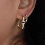 Unique Design Two Tone Round Cut White Sapphire Hoop Earrings For Women