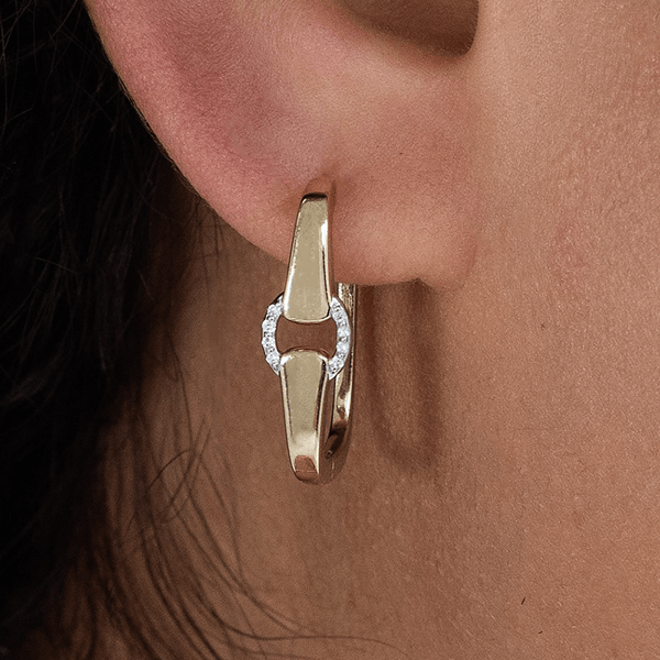 Unique Design Two Tone Round Cut White Sapphire Hoop Earrings For Women