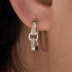 Unique Design Two Tone Round Cut White Sapphire Hoop Earrings For Women