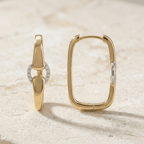 Unique Design Two Tone Round Cut White Sapphire Hoop Earrings For Women