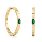 Fashion Yellow Gold Bezel Emerald Cut Emerald Sapphire Hoop Earrings For Women
