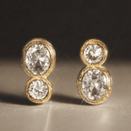Luxury Jewelry Silhouette Design Bezel Yellow Gold Oval & Round Cut White Sapphire Drop Earrings For Women