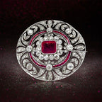 Art Deco Emerald Cut Ruby & White Sapphire Brooch