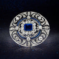Art Deco Emerald Cut Blue & White Sapphire Brooch