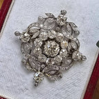 Elegant Antique White Sapphire Round Cut Brooch