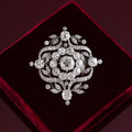 Elegant Antique White Sapphire Round Cut Brooch