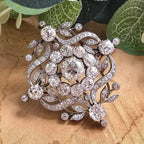 Elegant Antique White Sapphire Round Cut Brooch