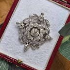 Elegant Antique White Sapphire Round Cut Brooch