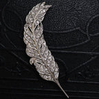 Vintage Feather Design Round Cut White Sapphire Brooch