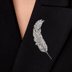 Vintage Feather Design Round Cut White Sapphire Brooch