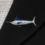Swordfish Pave Setting Round Cut White Sapphire Brooch
