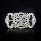 Art Deco Pave Setting White Sapphire Asscher & Round Cut Brooch