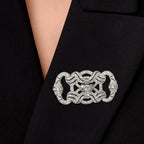 Art Deco Pave Setting White Sapphire Asscher & Round Cut Brooch