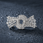 Luxury Jewelry Knot Design Round & Baguette Cut White Sapphire Pin Brooch