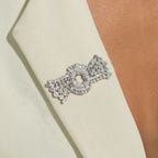 Art Deco Bow Round Cut White Sapphire Brooch