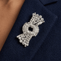 Luxury Jewelry Knot Design Round & Baguette Cut White Sapphire Pin Brooch