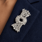 Luxury Jewelry Knot Design Round & Baguette Cut White Sapphire Pin Brooch
