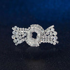 Art Deco Bow Round Cut White Sapphire Brooch