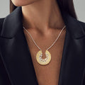 Two Tone Round Cut White Sapphire Pendant Wedding Necklace For Women Belovegrace