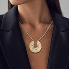 Two Tone Round Cut White Sapphire Pendant Wedding Necklace For Women Belovegrace