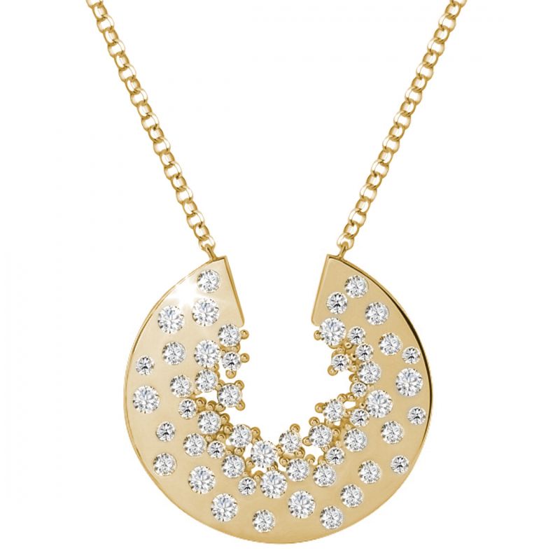 Two Tone Round Cut White Sapphire Pendant Wedding Necklace For Women Belovegrace