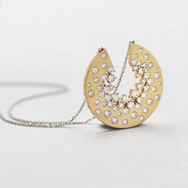 Two Tone Round Cut White Sapphire Pendant Wedding Necklace For Women Belovegrace