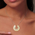 Two Tone Round Cut White Sapphire Pendant Wedding Necklace For Women Belovegrace