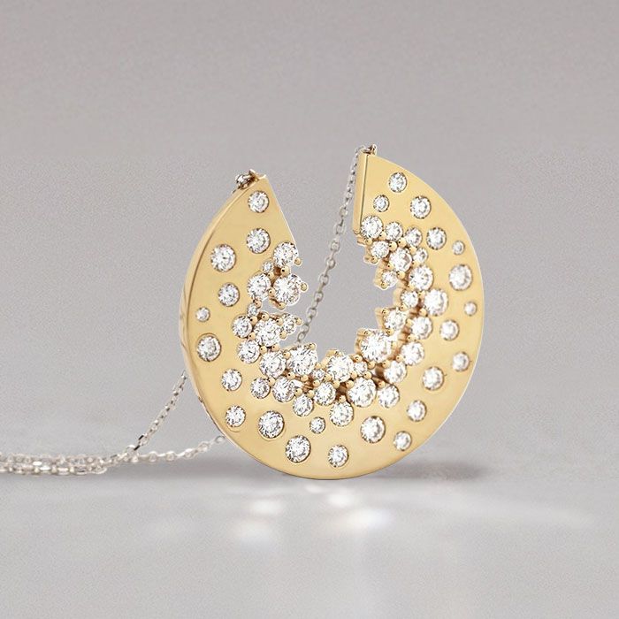 Two Tone Round Cut White Sapphire Pendant Wedding Necklace For Women Belovegrace
