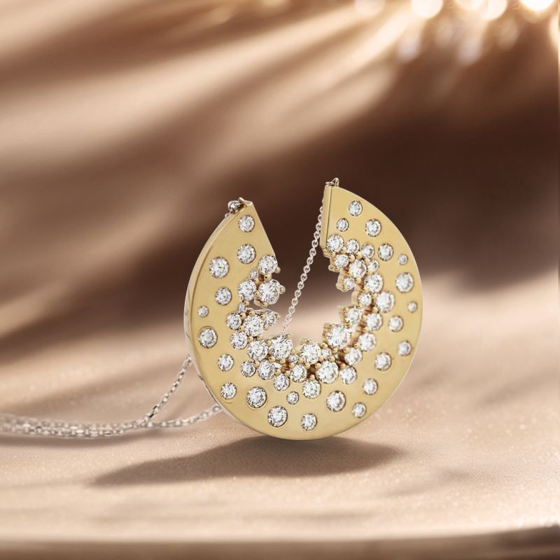 Two Tone Round Cut White Sapphire Pendant Wedding Necklace For Women Belovegrace
