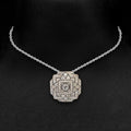 Art Deco Round Cut White Sapphire Silver Pendant Necklace For Women Belovegrace