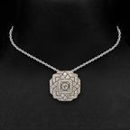 Art Deco Round Cut White Sapphire Silver Pendant Necklace For Women Belovegrace