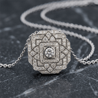 Art Deco Round Cut White Sapphire Pendant Necklace For Women