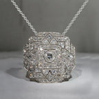 Art Deco Round Cut White Sapphire Silver Pendant Necklace For Women Belovegrace