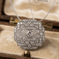 Art Deco Round Cut White Sapphire Pendant Necklace For Women