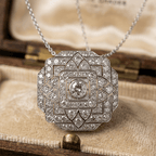 Art Deco Round Cut White Sapphire Pendant Necklace For Women